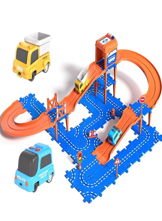 Doloowee DIY Car Tracks for Toddler, Toys for 3 4 5 Year Old Boys, Puzzle Racer Car Track Set with 2 Cars, Toys Gifts for Toddler 3 4 5 Years Old - Image 1