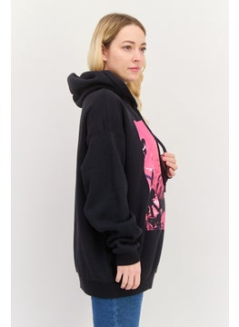 Bershka Women Hooded Long Sleeves Game Squad Sweatshirt, Black  - Image 2