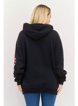 Bershka Women Hooded Long Sleeves Game Squad Sweatshirt, Black  - Image 3