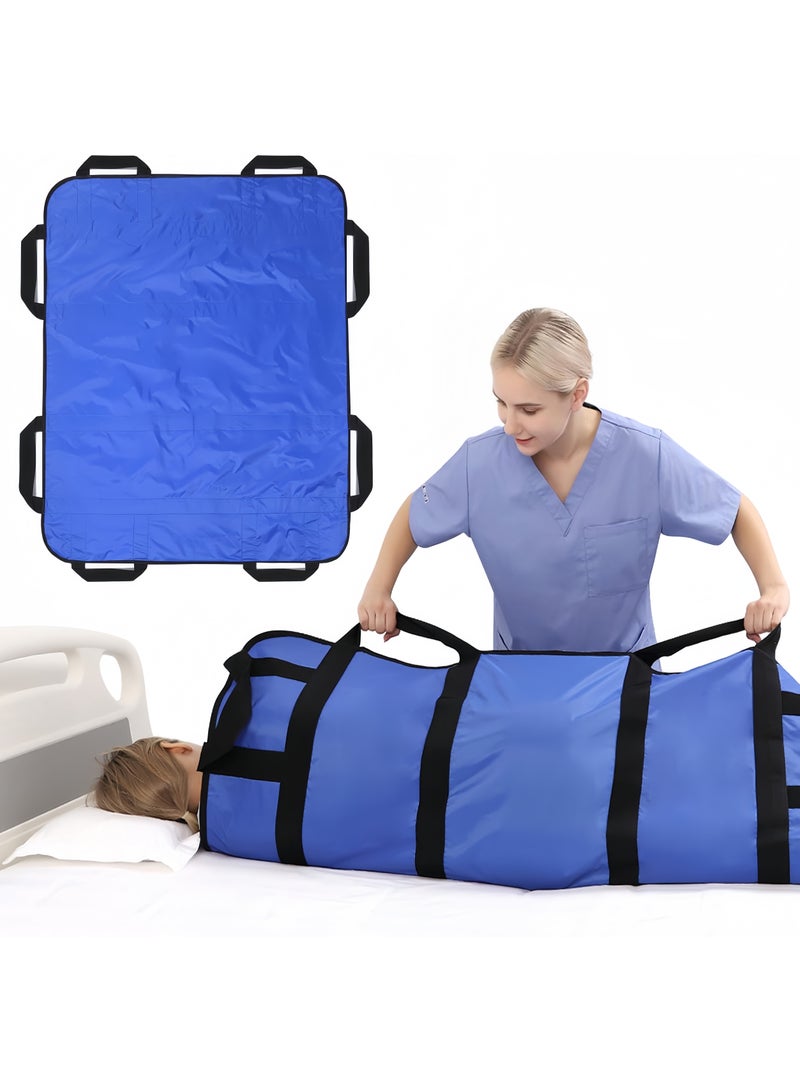 Angola Panda Positioning Bed Pad with Reinforced Handles 43" x 36" Patient Transfer Sheet Aid Assistant for Body Lifting, Turning, Repositioning, for Elderly, Incontinence, Caregiver, Blue - Image 4