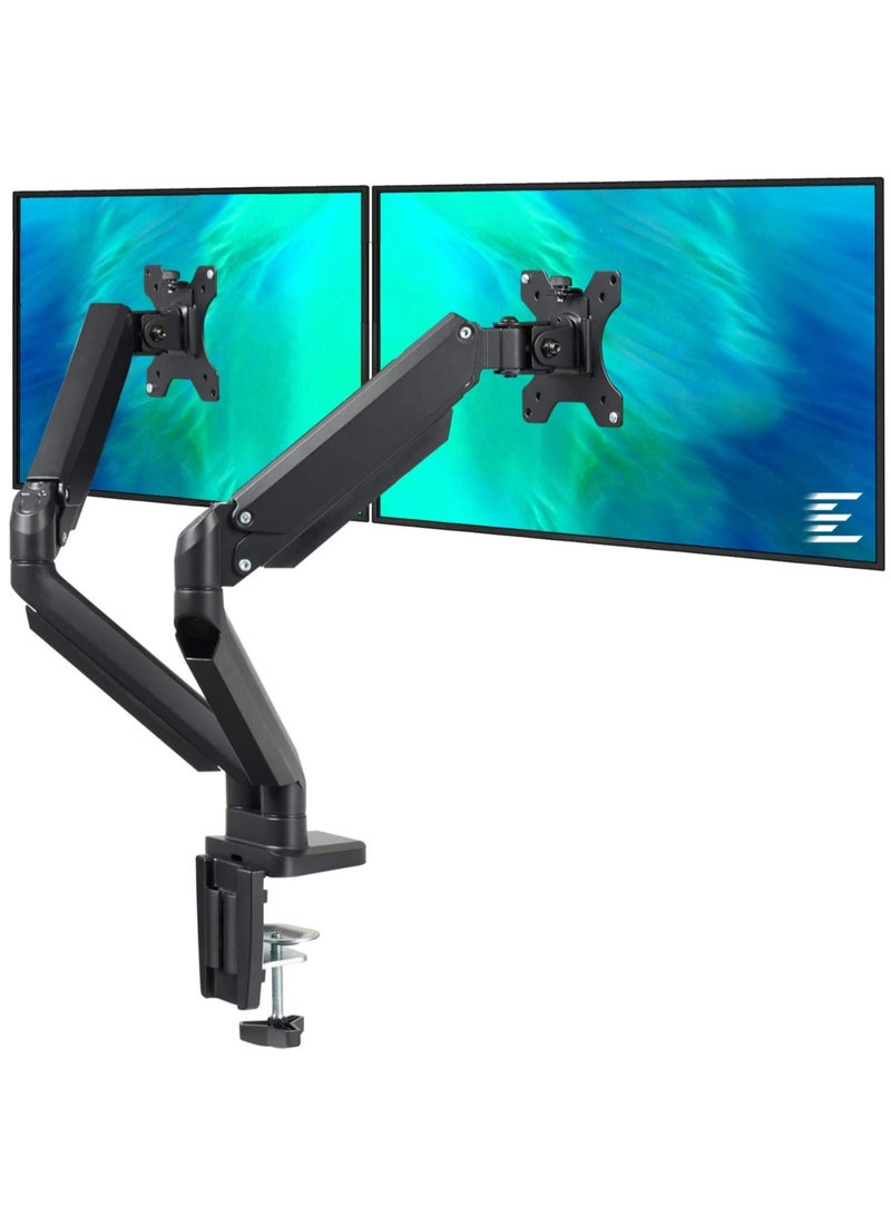 ELTRAZONE Dual Monitor Mount Stand - Height Adjustable Monitor Arm Stand Fully Articulating Counterbalance Gas Spring Desk Mount for Two 17 to 32 inch Screens - Image 1