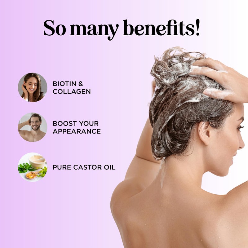 Maple Holistics شامبو البيوتين المتقدم مع زيت إكليل الجبل - شامبو مكثف للشعر الخفيف للنساء والرجال مع زيت الخروع الأسود والكافيين وفيتامينات ب - تركيبة نباتية خالية من البارابين والسيليكون والكبريتات (16 أونصة سائلة) - Image 3