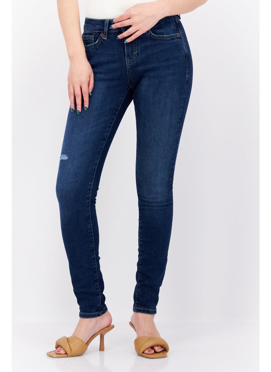 ESPRIT - Women Skinny Fit Dark Wash Stretchable Jeans, Navy - Image 1