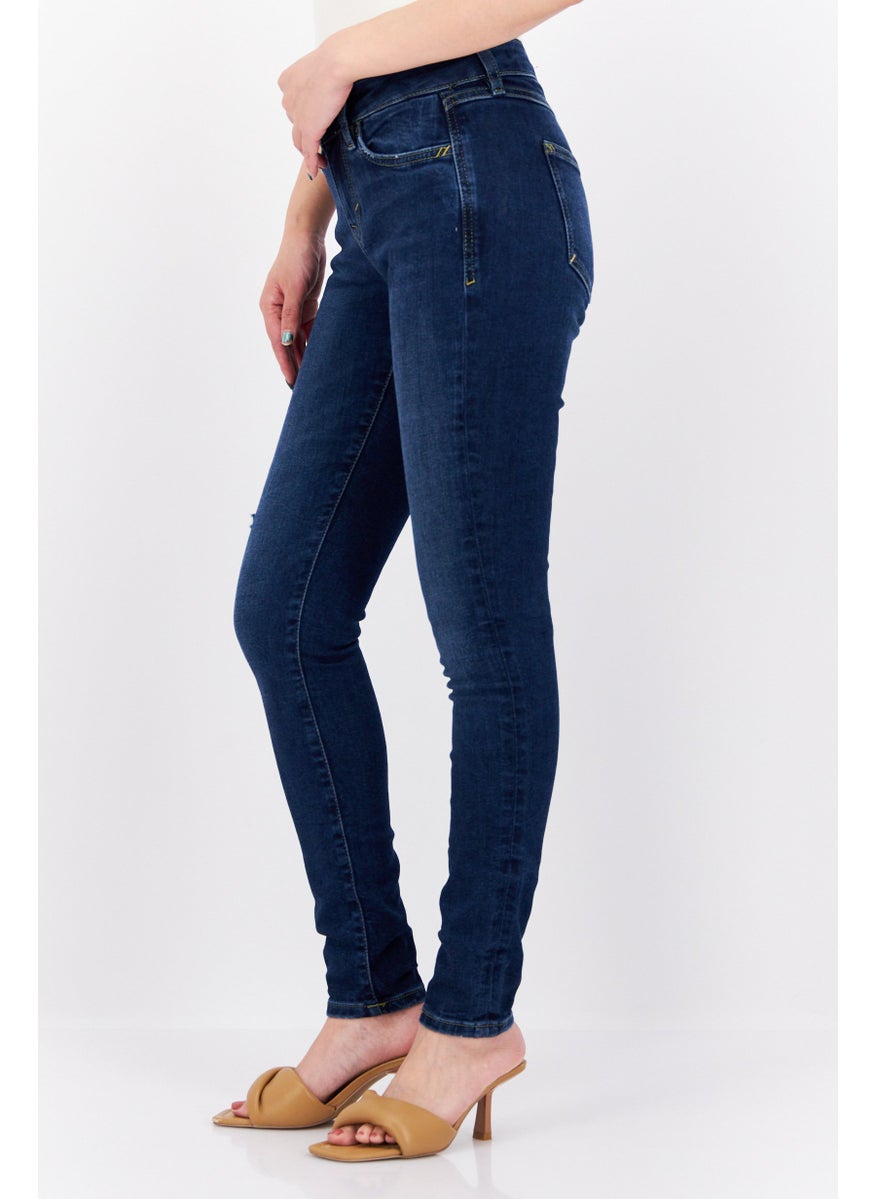 ESPRIT - Women Skinny Fit Dark Wash Stretchable Jeans, Navy - Image 1