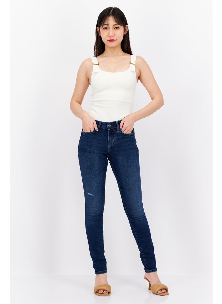 ESPRIT - Women Skinny Fit Dark Wash Stretchable Jeans, Navy - Image 1