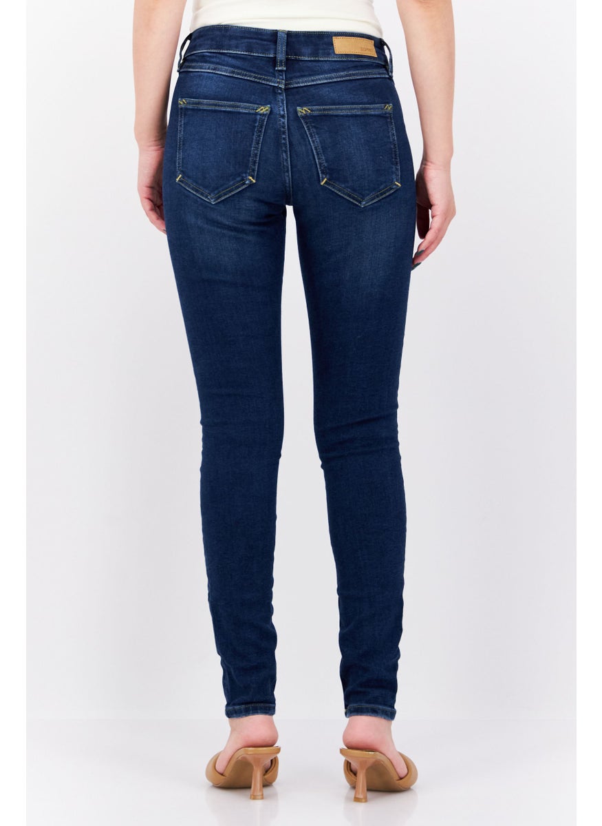 ESPRIT - Women Skinny Fit Dark Wash Stretchable Jeans, Navy - Image 1