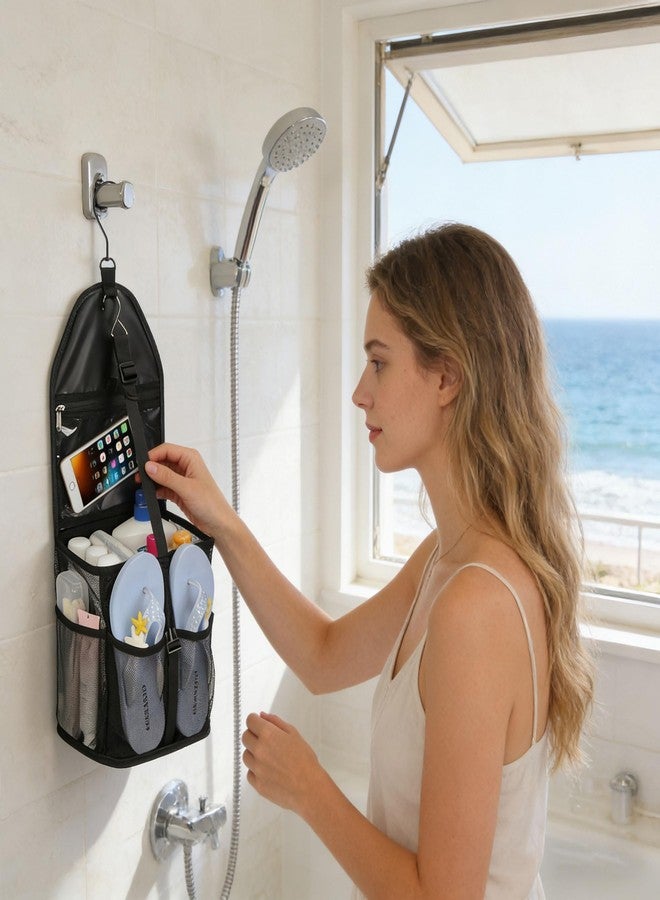 Ethereal Hanging Mesh Shower Caddy Portable for College Dorm Room Essentials, Large Capacity Shower Bag for Guys/Girls, for Beach, Swimming, Gym - Image 3