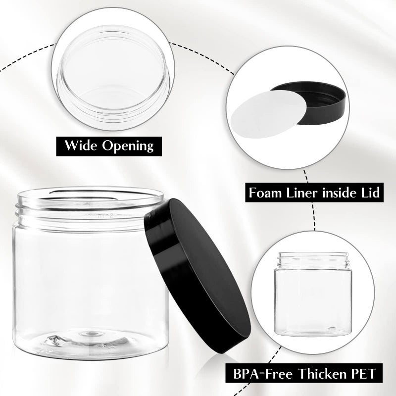 TUZAZO 2 Oz Plastic Container Jars with Lids BPA Free, Empty Round Clear Cosmetic Containers Plastic Slime Jars for Lotion, Cream, Ointments, Samples, Makeup, Travel Storage (12 Pack) - Image 3