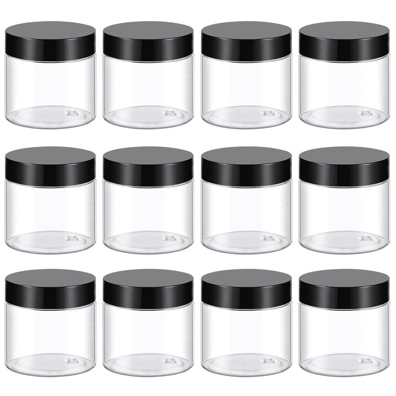 TUZAZO 2 Oz Plastic Container Jars with Lids BPA Free, Empty Round Clear Cosmetic Containers Plastic Slime Jars for Lotion, Cream, Ointments, Samples, Makeup, Travel Storage (12 Pack) - Image 1