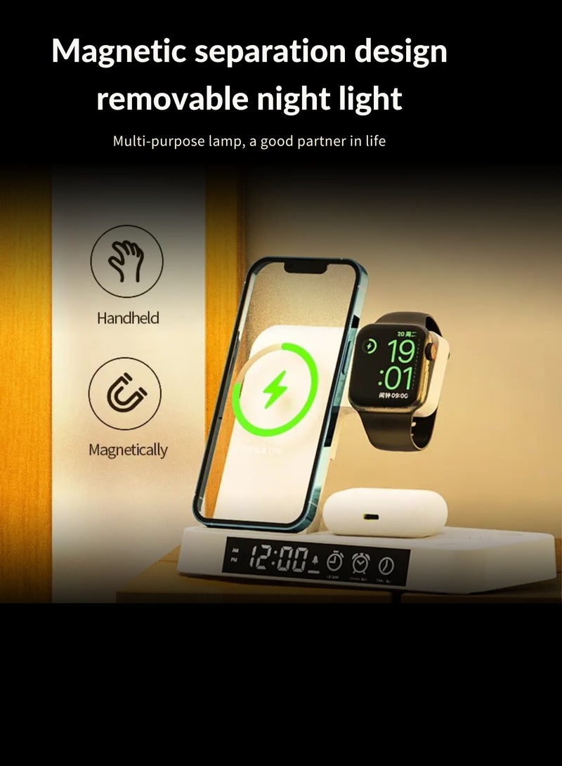 Beauenty 4-in-1 Wireless Charging Station with LED Lamp – 30W Fast Wireless Charger Stand for Phones, iWatch Series, AirPods, and More | Multi-Device Charging Dock for iPhone 15/14/13, Samsung Galaxy, Androi - Image 3