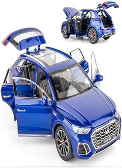 die cast 1/24 Audi Q5 SUV Model Car, Zinc Alloy Pull Back Toy car with Sound and Light for Kids & Adults Gift (Blue)  - Image 1
