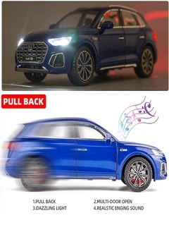 die cast 1/24 Audi Q5 SUV Model Car, Zinc Alloy Pull Back Toy car with Sound and Light for Kids & Adults Gift (Blue)  - Image 3