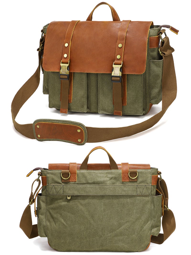 Men'S Messenger Bag Guangzhou Men'S Bag Top Layer Cowhide Vintage Messenger Bag Canvas Bag Men'S Backpack Shoulder Bag - Image 2