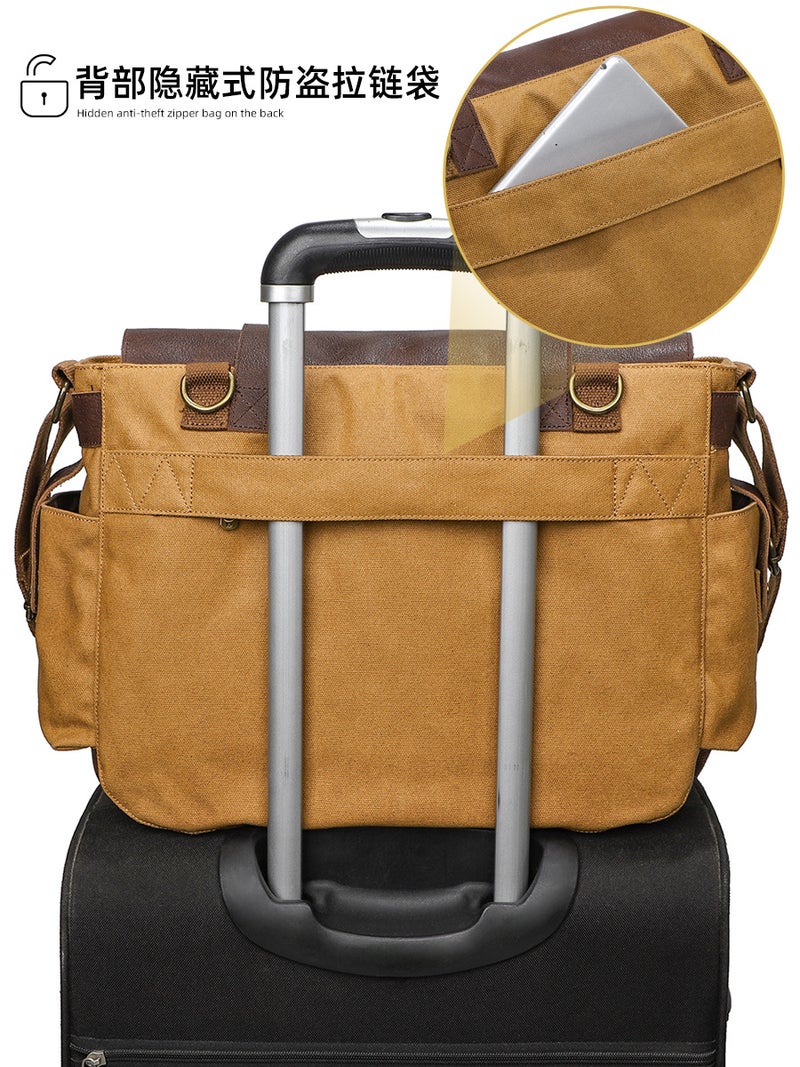 Men'S Messenger Bag Guangzhou Men'S Bag Top Layer Cowhide Vintage Messenger Bag Canvas Bag Men'S Backpack Shoulder Bag - Image 3