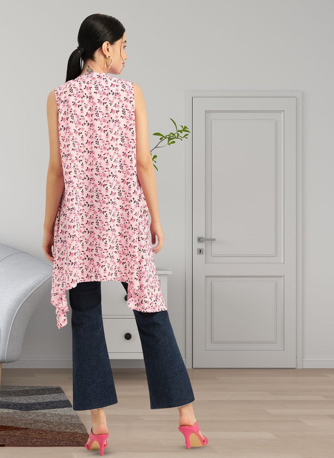 Rue Collection سترة طويلة مفتوحة مزينة بطبعة زهور للنساء - Image 4