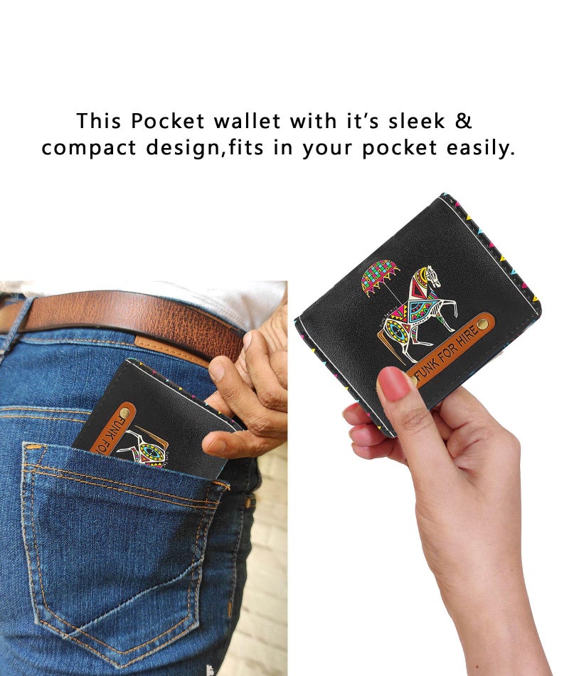 Funk For Hire Black Vegan Leather Minimalist Wallet for Men & Women | Slim ATM Card Holder with Coin Pocket | 6 Card Slots | Animal Print Pocket Organizer - Image 4