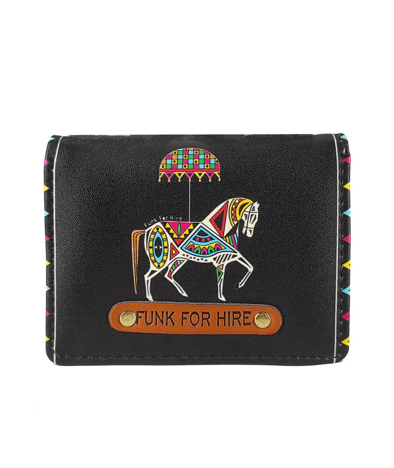 Funk For Hire Black Vegan Leather Minimalist Wallet for Men & Women | Slim ATM Card Holder with Coin Pocket | 6 Card Slots | Animal Print Pocket Organizer - Image 1