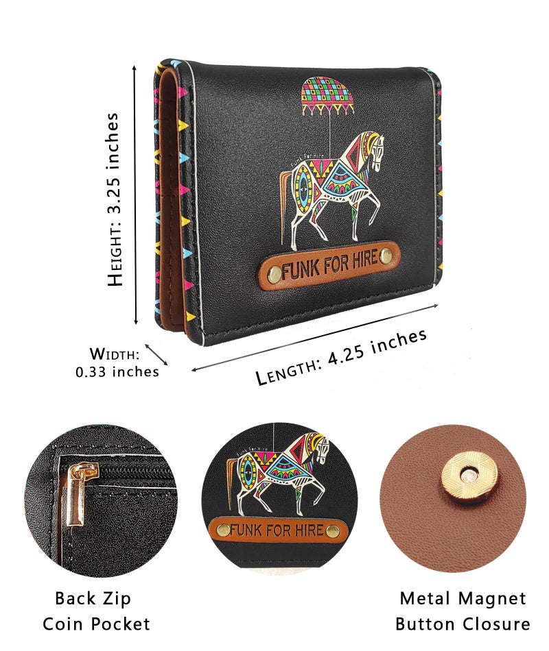 Funk For Hire Black Vegan Leather Minimalist Wallet for Men & Women | Slim ATM Card Holder with Coin Pocket | 6 Card Slots | Animal Print Pocket Organizer - Image 2
