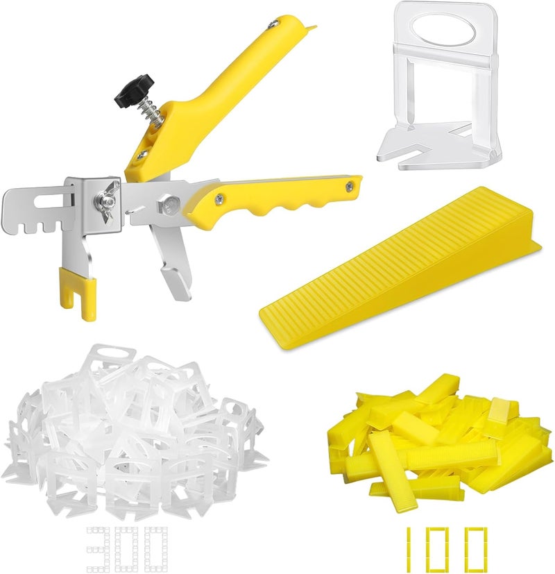 DGSL Tile Leveling System with Tile Plier - 300-Piece Tile Spacers Clips and 100-Piece Reusable Wedges - Tile Tools Set for Stone Installation (1/16 Inch Tile Spacers) - Image 1