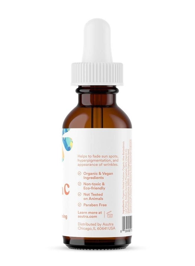 Asutra سيروم فيتامين C بنسبة 20%، 1 أونصة سائلة (عبوة من 2) - حمض الفيروليك وحمض الهيالورونيك، فيتامين E، صبار، جوجوبا، سيروم وجه مضيء - Image 4