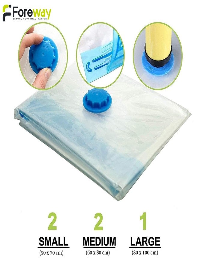 FOREWAY Vacuum Storage Bags for Clothes with Hand Pump – 5-Pack Space Saver Bags for Travel & Home – Self-Compression Organizer for Blankets, Comforters, Jackets & Sweaters - Image 4