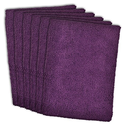 DII Cleaning Collection Microfiber Set, Dishtowel, 16x24, Eggplant, 6 Piece - Image 1