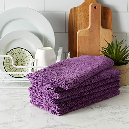 DII Cleaning Collection Microfiber Set, Dishtowel, 16x24, Eggplant, 6 Piece - Image 5