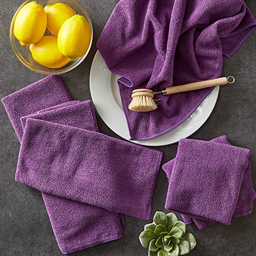 DII Cleaning Collection Microfiber Set, Dishtowel, 16x24, Eggplant, 6 Piece - Image 3