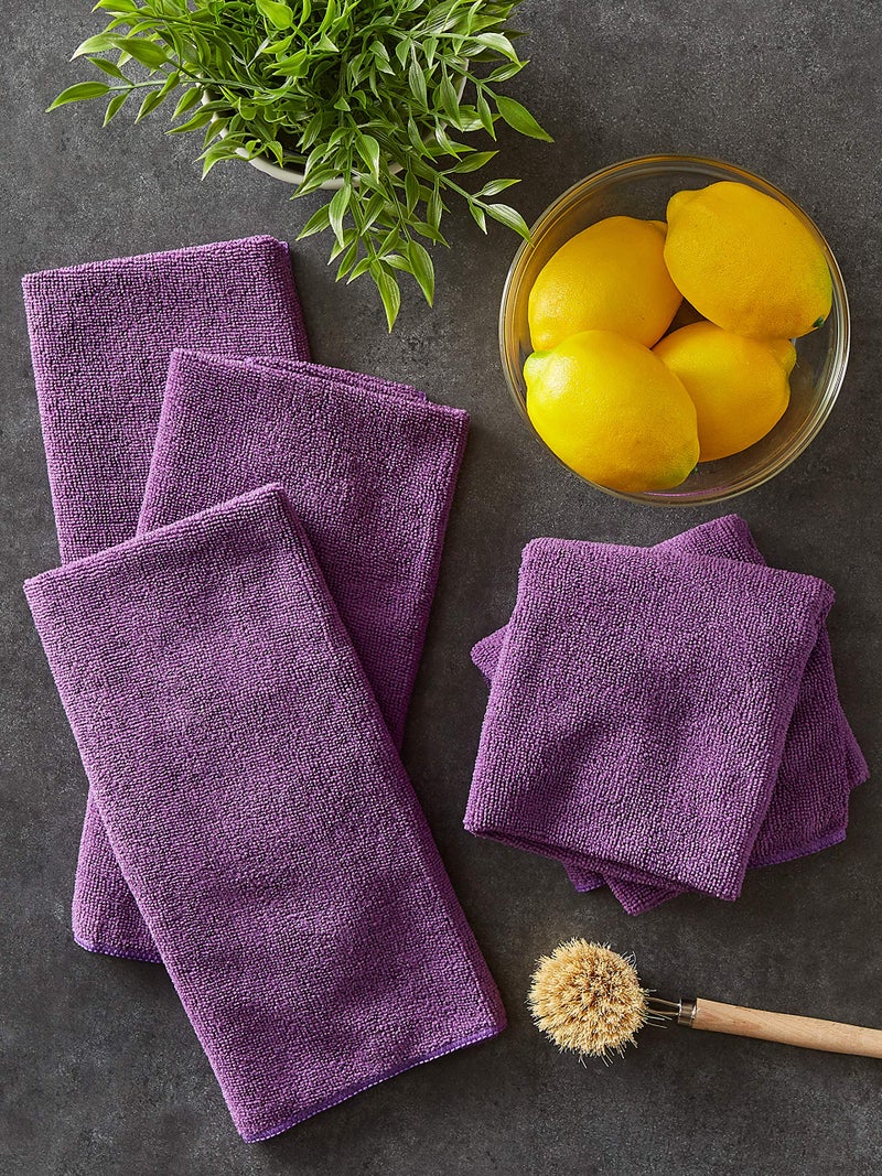 DII Cleaning Collection Microfiber Set, Dishtowel, 16x24, Eggplant, 6 Piece - Image 4