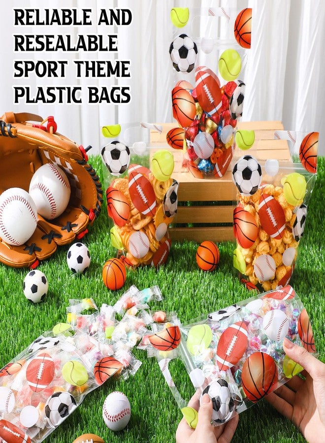 Blosssound 50 Pcs Sport Zip Lock Bags Clear Sportball Sealing Pouches With Handles Resealable Sport Party Plastic Bags for Sport Theme Birthday Party Candy Gift Wrap Supplies Decoration (Sportball) - Image 4