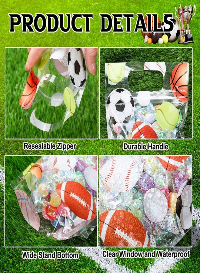 Blosssound 50 Pcs Sport Zip Lock Bags Clear Sportball Sealing Pouches With Handles Resealable Sport Party Plastic Bags for Sport Theme Birthday Party Candy Gift Wrap Supplies Decoration (Sportball) - Image 3