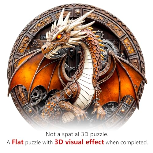 Purdicra Wooden Puzzles for Adults Unique Animal Shaped Mechanical Dragon Puzzle 3D Vision Wooden Jigsaw Puzzle Christmas Birthday Gifts for FriendsFamily Home Decor 85 85in 100pcs - Image 5