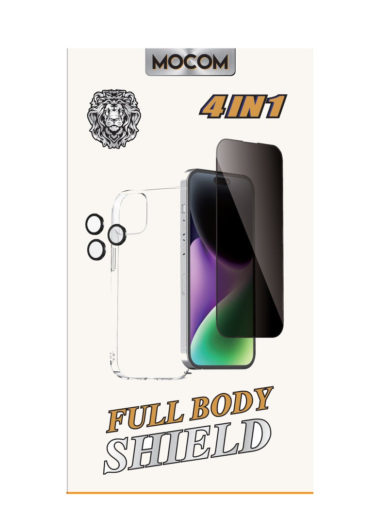 MOCOM 14 Pro Max Full Body Protection for iPhone 14 Pro Max: Transparent Hard Case, 5D Anti-Spy Screen Protector & Camera Ring – All-in-One Scratch & Privacy Defense  - Image 1
