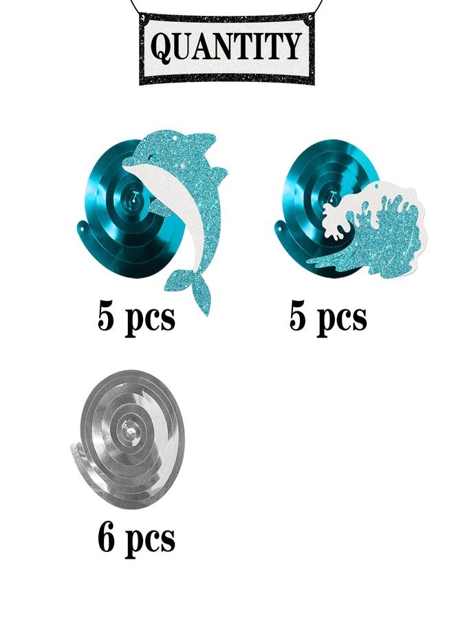 Maicaiffe Dolphin Hanging Swirl Decorations - Glitter 16 Pcs Ocean World Party Supplies - Navigation Sign Streamers - Sea Baby Shower Party Foil Swirls Ceiling Decorations - Image 2