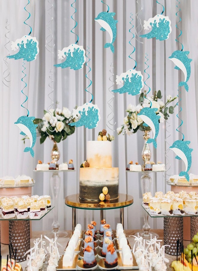 Maicaiffe Dolphin Hanging Swirl Decorations - Glitter 16 Pcs Ocean World Party Supplies - Navigation Sign Streamers - Sea Baby Shower Party Foil Swirls Ceiling Decorations - Image 5