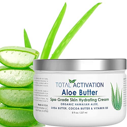 Total Activation Large 8 oz Container Hawaiian Aloe Vera Cream for Face Moisturizer to use Day or Night for Sunburn Relief Eczema Anti Wrinkle for Men Women all Skin Types better than Aloe Vera Gel