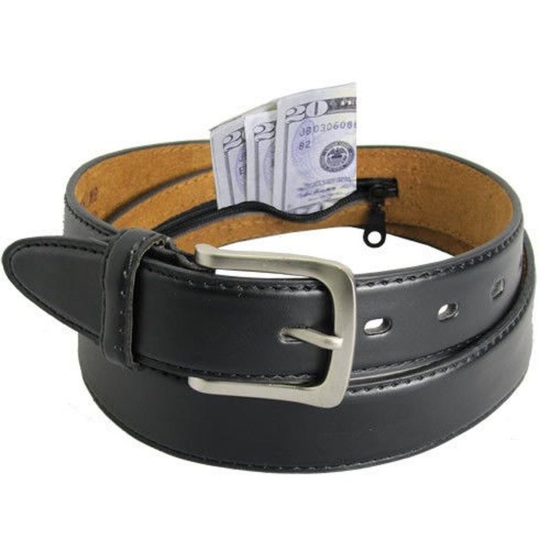 LB LEATHERBOSS Men's Black Leather Money Belt Sizes 32 Through 56 (34) - Image 3