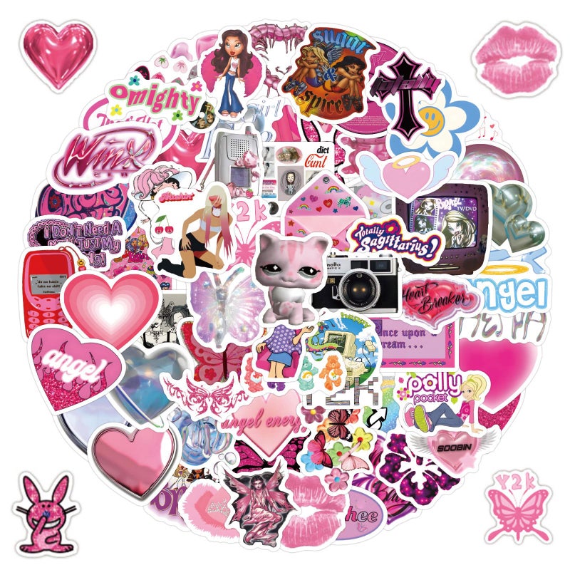 WANVAE 120pcs Y2k Retro Aesthetic Stickers for Water Bottle, Cute 2000s Cyber Trend Vinyl Waterproof Decal for Girl Teen Adult Birthday Gifts Laptop Phone Skateboard Guitar Luggage Notebook Helmet - Image 1