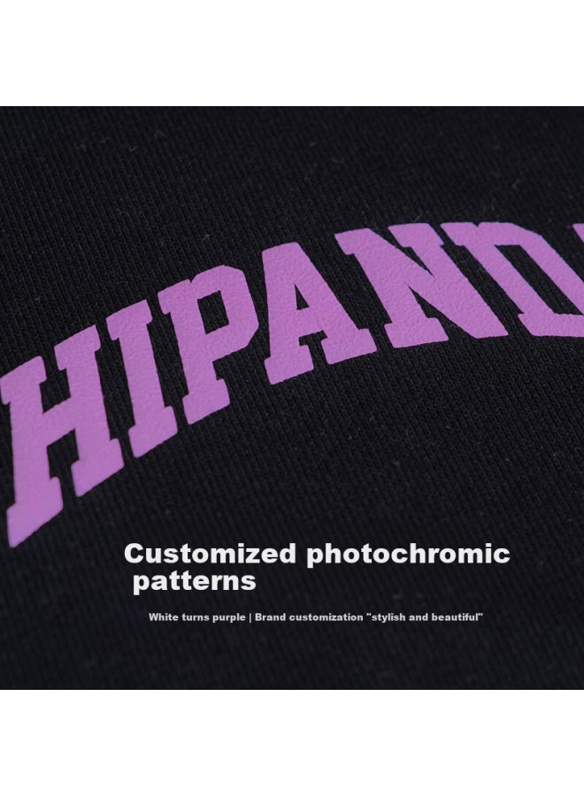 Hipanda o Panda Long-sleeve T-shirt For Men, Autumn Heavyweight Pure Cotton Simple Fashion Trendy Color-changing Base Shirt, Carbon Gray L - Image 2