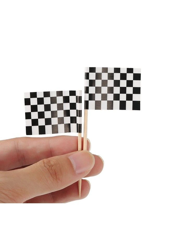 Pangda 100 Pack Checkered Racing Flag Toothpicks Cupcake Picks Toothpick Flag Dinner Flags Race Car Cake Toppers Decorations Party Supplies  - Image 5