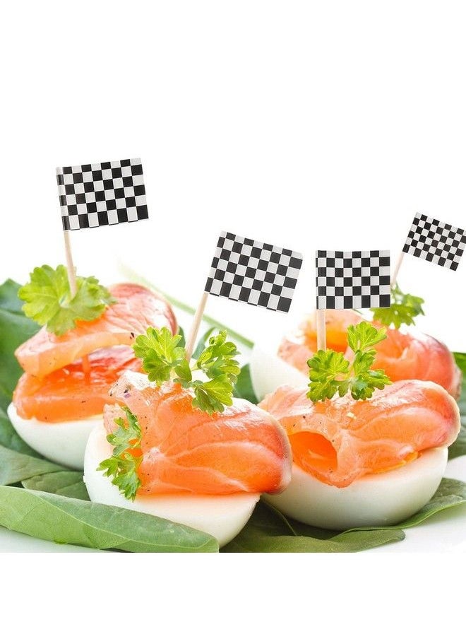 Pangda 100 Pack Checkered Racing Flag Toothpicks Cupcake Picks Toothpick Flag Dinner Flags Race Car Cake Toppers Decorations Party Supplies  - Image 4