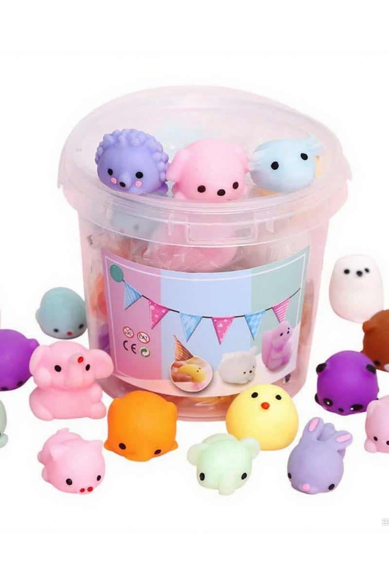 مجموعة من 24 لعبة حيوانات صغيرة مضغوطة – ألعاب مساعدة للاسترخاء وتقليل التوتر - Image 1