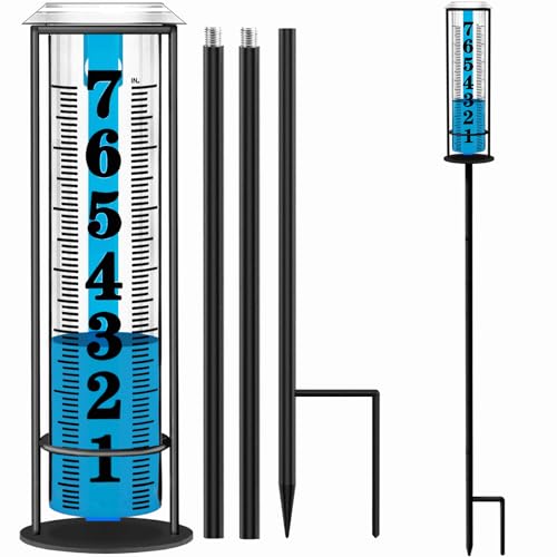 JMBay Rain Gauge outdoor, Upgraded Accurate Rain Gauges Outdoors best rated, Thickened Transparent Plastic Rain Measure Gauge for Yard, Adjustable Height Large Rain Measuring Tool for Garden, Easy to Read - Image 1