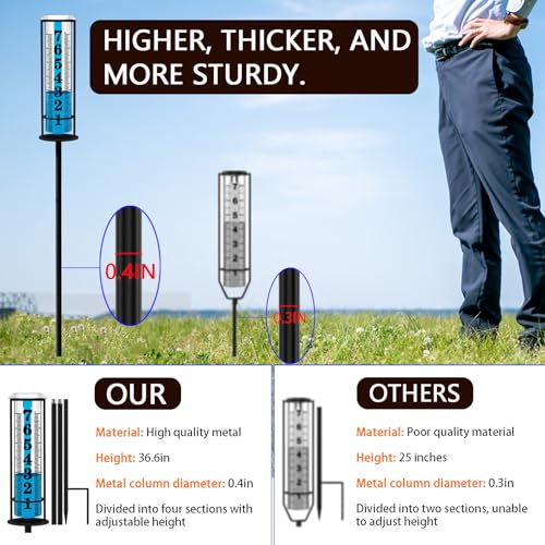 JMBay Rain Gauge outdoor, Upgraded Accurate Rain Gauges Outdoors best rated, Thickened Transparent Plastic Rain Measure Gauge for Yard, Adjustable Height Large Rain Measuring Tool for Garden, Easy to Read - Image 2