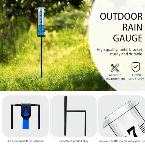 JMBay Rain Gauge outdoor, Upgraded Accurate Rain Gauges Outdoors best rated, Thickened Transparent Plastic Rain Measure Gauge for Yard, Adjustable Height Large Rain Measuring Tool for Garden, Easy to Read - Image 5
