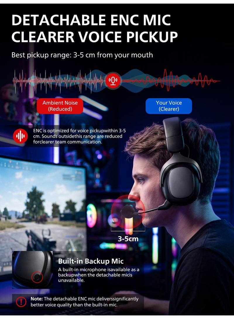 PHILIPS TAG5 Wireless Gaming Headset, Under 15ms 2.4GHz, 7.1 Surround + 53mm Drivers, for PS5/PS4/PC/Mobile, Smart LCD Dock with Wireless Receiver, 90H Battery, Bluetooth 5.4/Wired, ENC Mic - Image 4