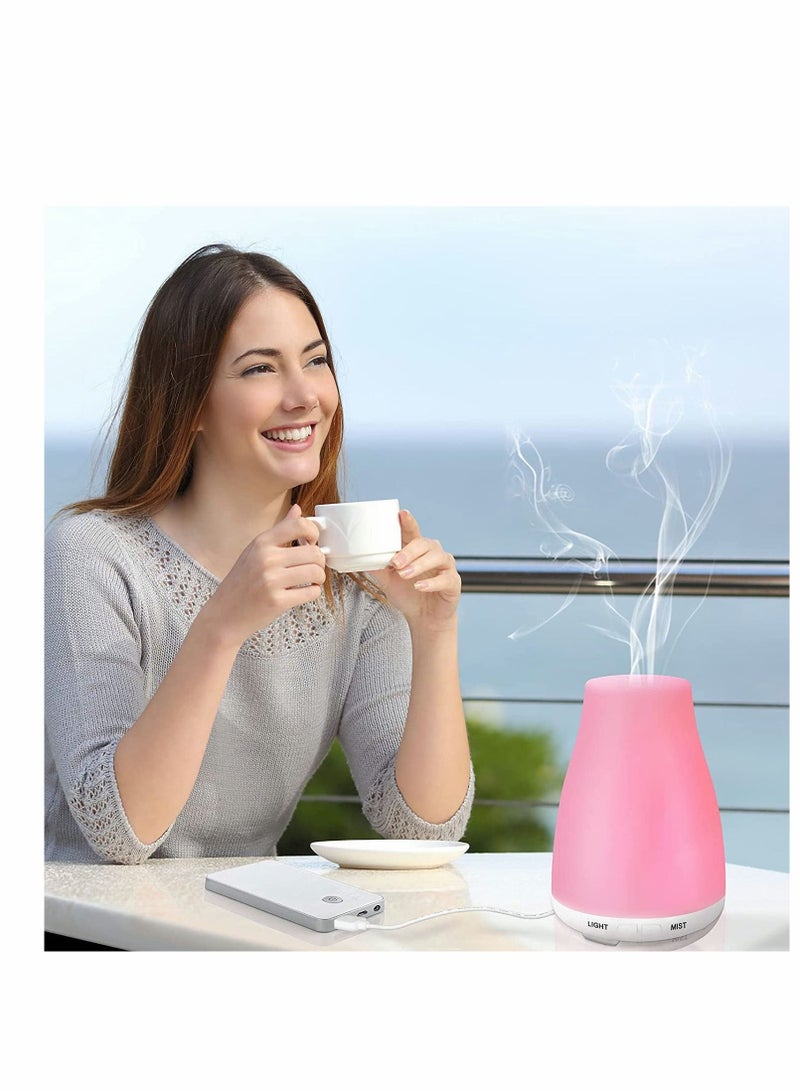 KASTWAVE جهاز توزيع زيت أساسي، 100 مل رذاذ بالموجات فوق الصوتية، مرطب معطر، إيقاف تلقائي بدون ماء، و 7 ألوان ضوء LED، مرطب هواء محمول للاستخدام المنزلي، غرفة النوم، المكتب، السفر، اليوغا، السبا - Image 2