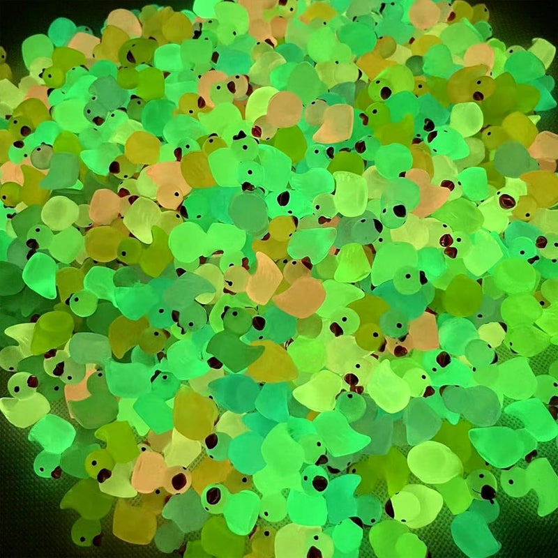 LVVXIXI 50 PCS Glow in The Dark Mini Ducks - Whimsical Luminous Ducklings for DIY Dollhouse/River Landscape/Vase Filler/Fairy Garden Decoration Multicoloured (50pcs) - Image 4