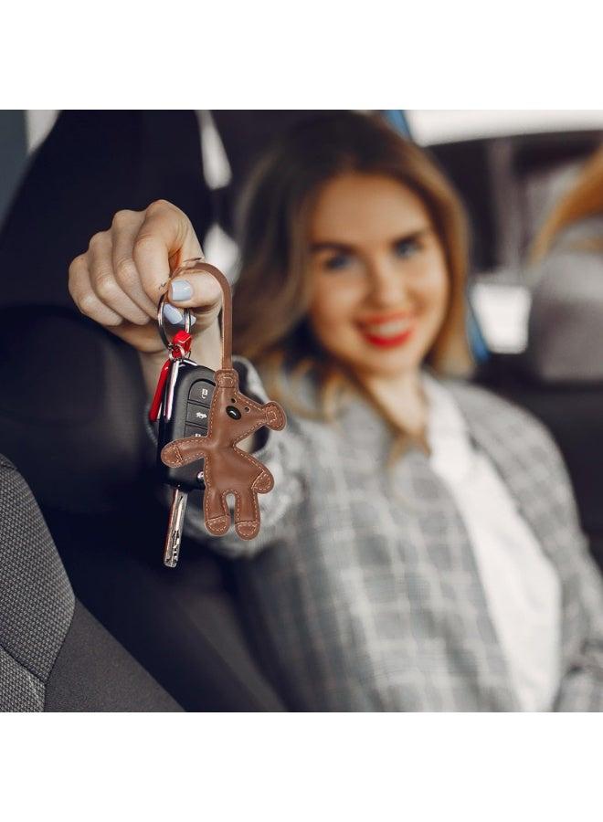 غنافوتو تميمة حقيبة دب بني، تميمة دب بني، حقيبة جلدية مضحكة على شكل حيوان كاوايي، حقيبة جلدية مضحكة تمائم مفاتيح لحقائب اليد النسائية حقائب يد حقيبة يد إكسسوارات سيارة، بني، كبير - Image 4