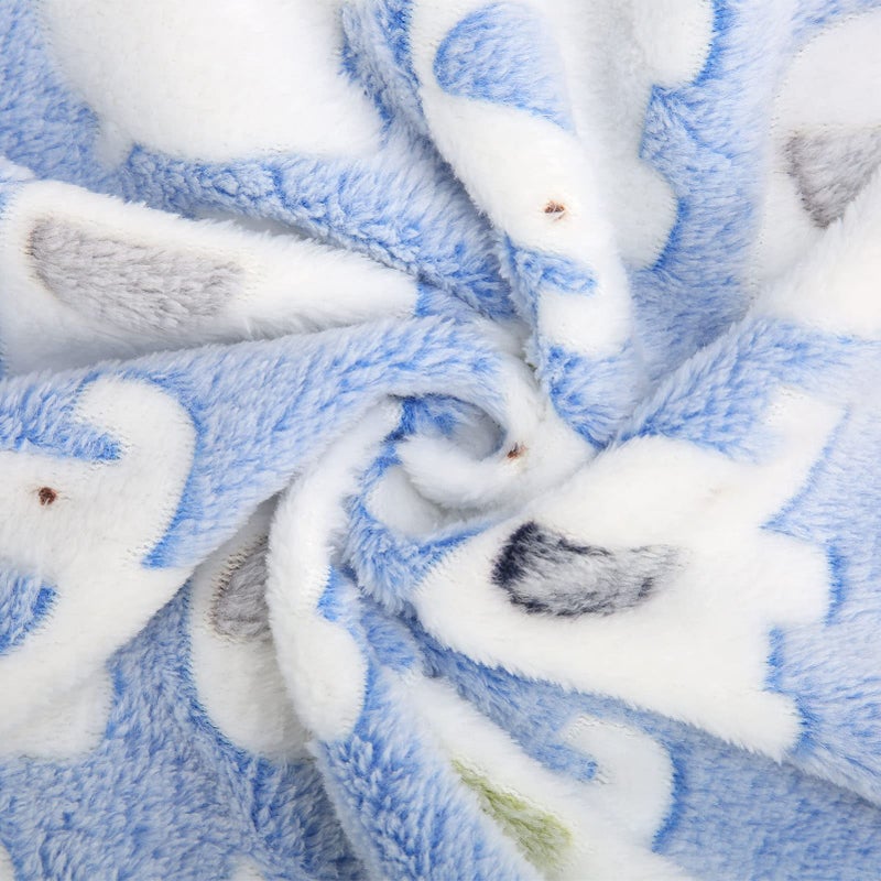 Large Blue Elephant Print Soft Coral Fleece Pet Blanket Warm Snuggly Machine Washable For Dogs Cats - Image 3